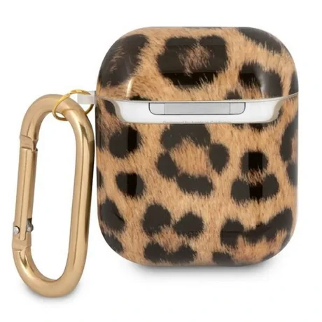Husa Airpods Guess Leopard pentru Airpods 1/2 Gold