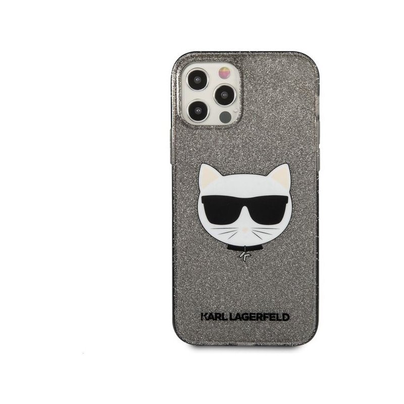 Husa Cover Karl Lagerfeld Choupette Head Glitter Kryt pentru iPhone 12/12 Pro Black thumb