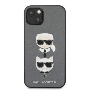 Husa Cover Karl Lagerfeld Saffiano K&amp;C Heads pentru iPhone 13 Silver