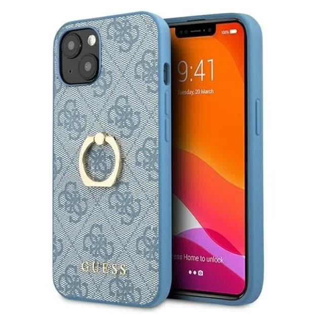 Husa Cover Guess PU 4G Ring Case pentru iPhone 13 Blue