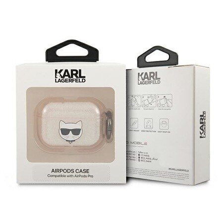 Husa Karl Lagerfeld Glitter Choupette Head pentru Airpods Pro Gold thumb