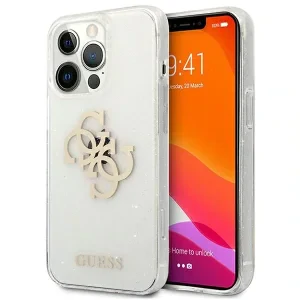 Husa Cover Guess Tpu Big 4G Full Glitter pentru iPhone 13 Pro Transparent