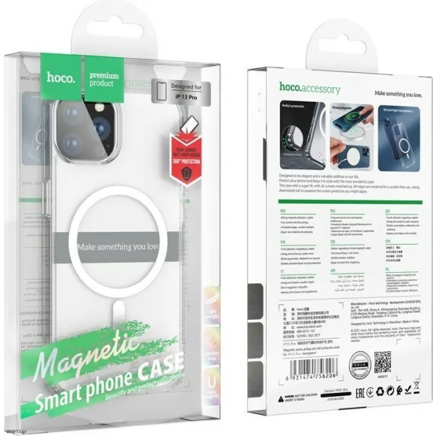 Husa Cover Hoco Magnetic Series Anti-Fall pentru iPhone 13 Pro Transparent