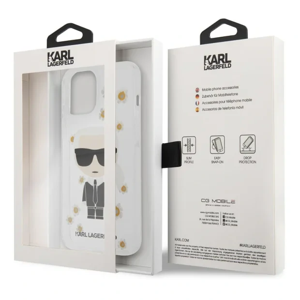Husa Cover Karl Lagerfeld Ikonik Flower pentru iPhone 12/12 Pro Transparent