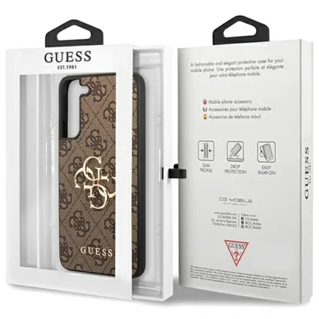 Husa Cover Guess PU 4G Metal Logo pentru Samsung Galaxy S22 Plus Brown