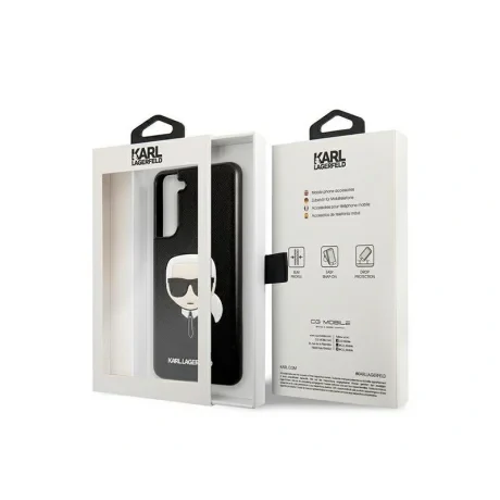 Husa Cover Karl PU Saffiano Karl Head pentru Samsung Galaxy S21 FE 5G Black