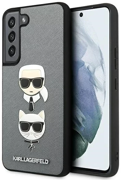 Husa Cover Karl Lagerfeld Saffiano Karl Head & Choupette pentru Samsung Galaxy S22 Plus Silver thumb