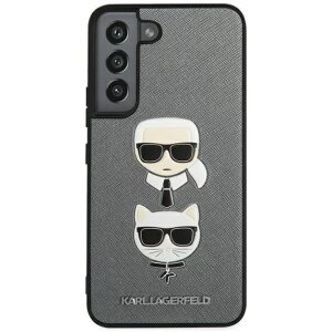 Husa Cover Karl Lagerfeld Saffiano Karl Head &amp; Choupette pentru Samsung Galaxy S22 Plus Silver
