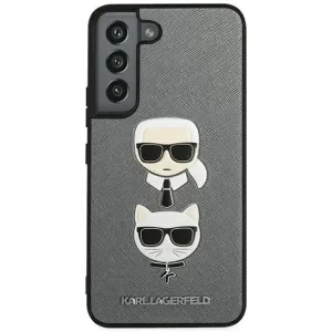 Husa Cover Karl Lagerfeld Saffiano Karl Head &amp; Choupette pentru Samsung Galaxy S22 Plus Silver