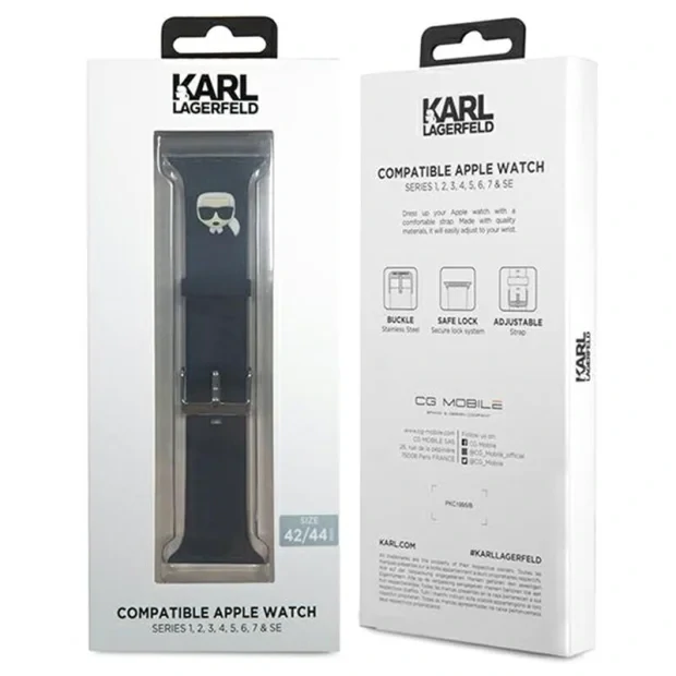 Curea Karl Lagerfeld Choupette pentru Apple Watch 38/40mm Black