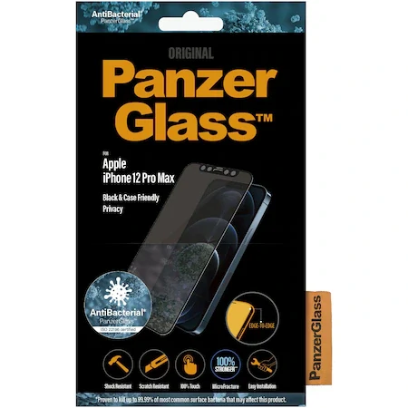 Folie Sticla Panzer Privacy Case Friendly pentru iPhone 12 Pro Max Negru thumb