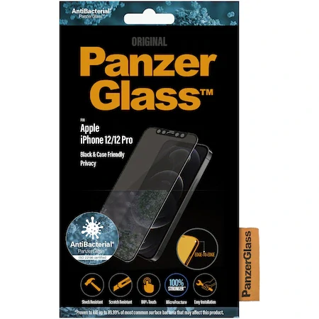 Folie Sticla Panzer Privacy Case Friendly pentru iPhone 12/12 Pro Negru thumb