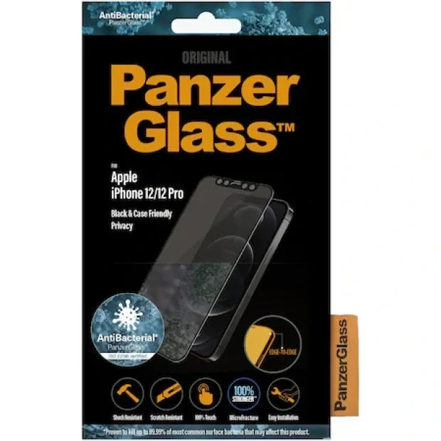 Folie Sticla Panzer Privacy Case Friendly pentru iPhone 12/12 Pro Negru