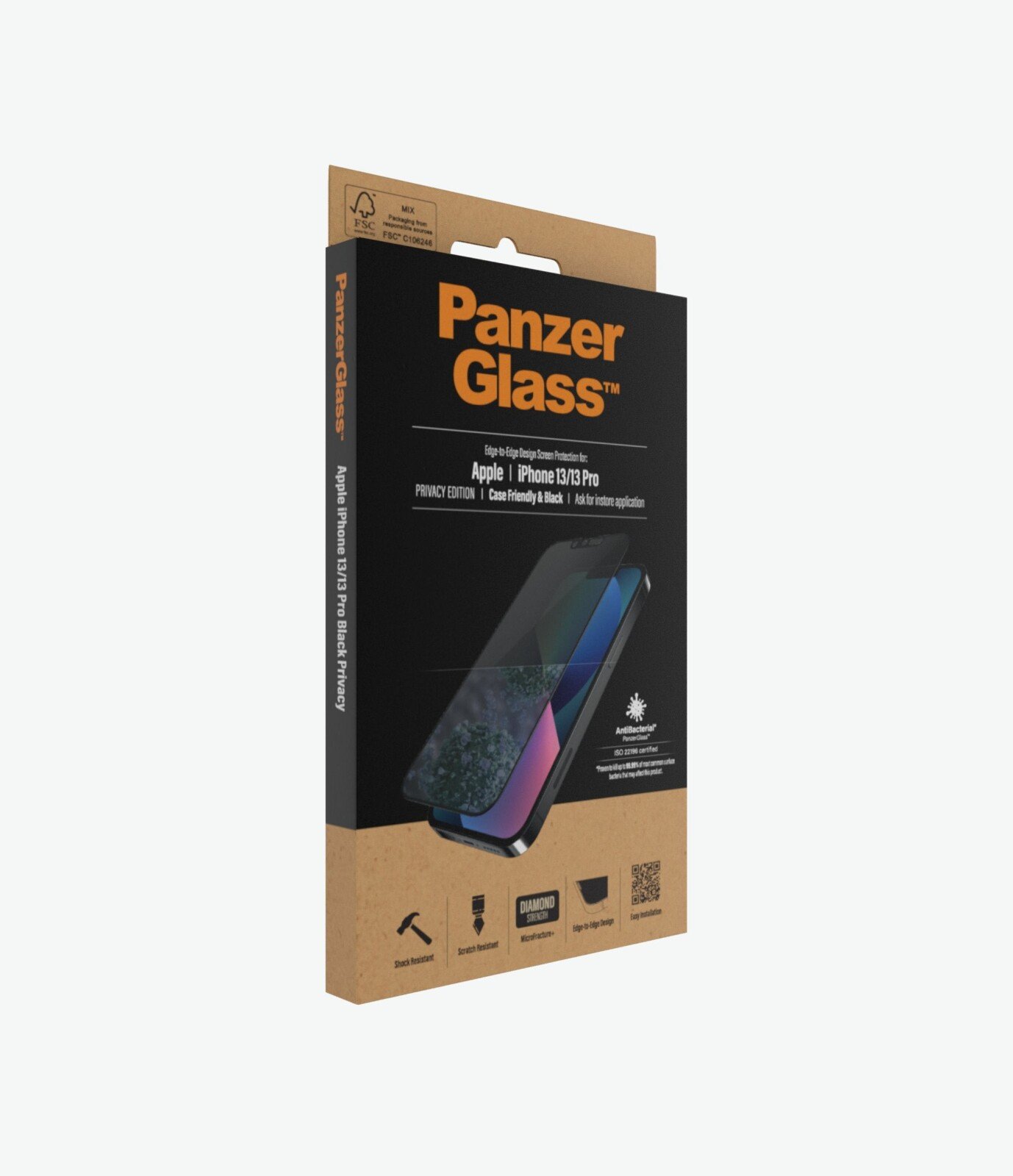 Folie Sticla Panzer Privacy Case Friendly pentru iPhone 13/13 Pro Negru thumb