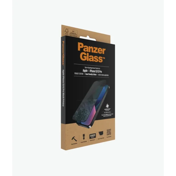 Folie Sticla Panzer Privacy Case Friendly pentru iPhone 13/13 Pro Negru