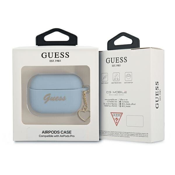 Husa Airpods Guess Silicone Charm Heart pentru Airpods Pro Blu thumb