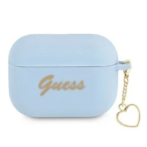 Husa Airpods Guess Silicone Charm Heart pentru Airpods Pro Blu