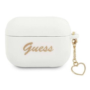 Husa Airpods Guess Silicone Charm Heart pentru Airpods Pro White