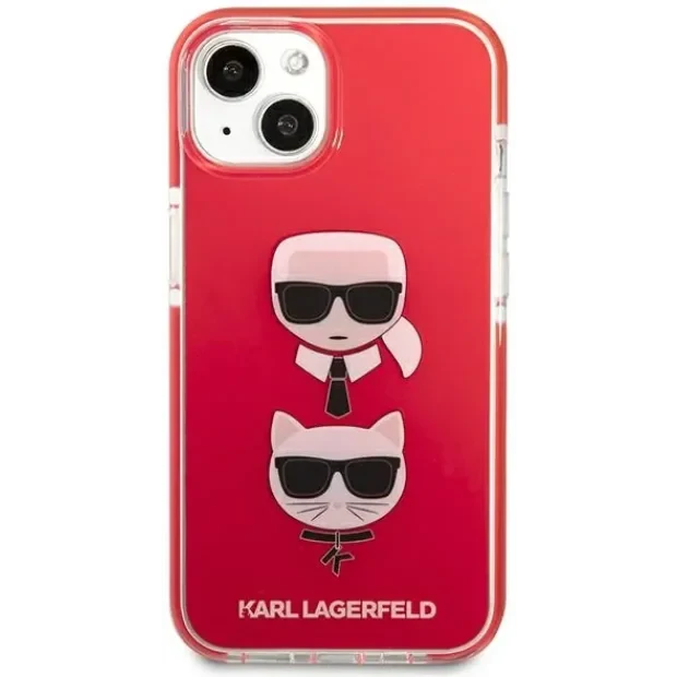 Husa Cover Karl Lagerfeld Saffiano Karl &amp;Choupette Heads pentru iPhone 13 Red