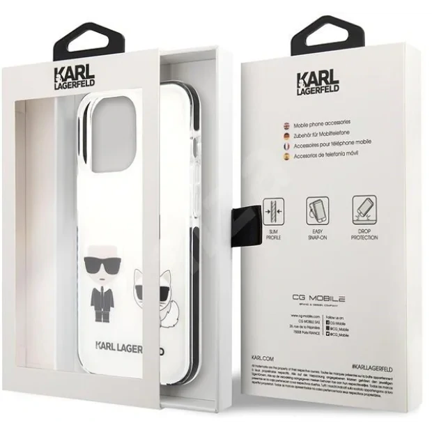 Husa Cover Karl Lagerfeld TPE Karl &amp;Choupette Heads pentru iPhone 13 Pro White