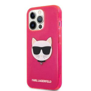 Husa Cover Karl Lagerfeld TPU Choupette Head pentru iPhone 13 Pro Fluo Pink