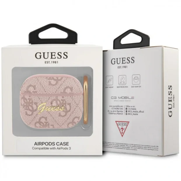 Husa Guess 4G Script pentru Airpods 3 Pink