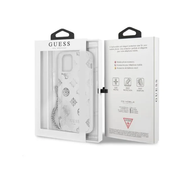 Husa Cover Guess Chain Peony pentru iPhone 12 Pro Max Silver