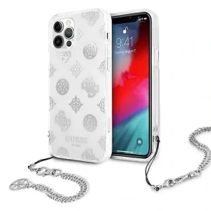 Husa Cover Guess Chain Peony pentru iPhone 12 Pro Max Silver