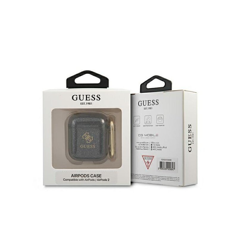 Husa Airpods Guess Glitter pentru Airpods 1/2 Black thumb