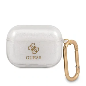 Husa Airpods Guess Glitter pentru Airpods Pro Transparent