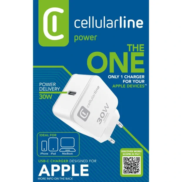 Incarcator Cellularline compatibil Apple Usb-C 30W Alb APPLE