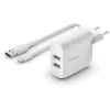 Incarcator Belkin Boost Charge Dual USB-A 24W+USB-A to Micro-USB Alb