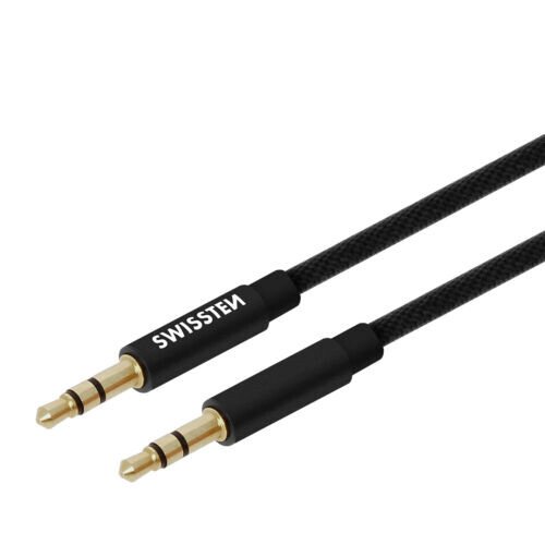 Cablu Audio Swissten Textil Jack la Jack 3.5mm 1.5m Negru thumb