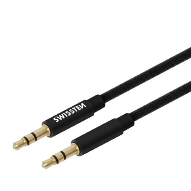 Cablu Audio Swissten Textil Jack la Jack 3.5mm 1.5m Negru