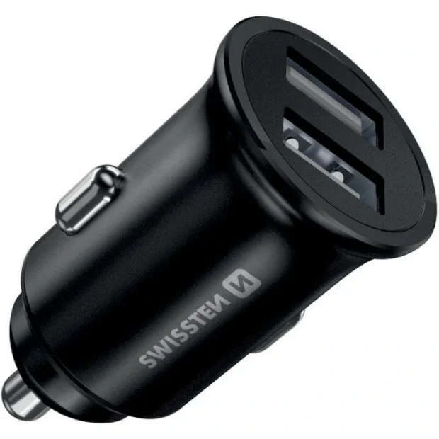 Incarcator Auto Swissten 2xUSB 4.8A Metal Negru