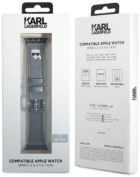 Curea Karl Lagerfeld Karl Head pentru Apple Watch 38/40mm Argintiu thumb