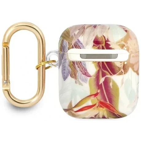 Husa Guess Flower Print pentru Airpods 1/2 Mov