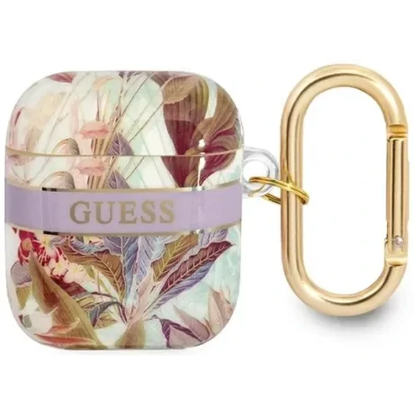 Husa Guess Flower Print pentru Airpods 1/2 Mov