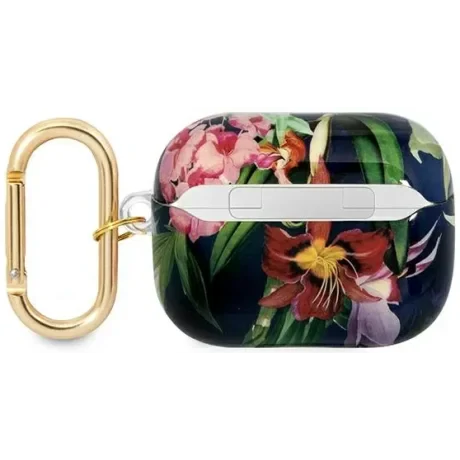 Husa Guess Flower Print pentru Airpods Pro Albastru