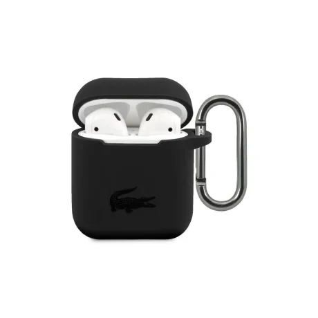 Husa Cover Lacoste Silicon Glossy Printing Logo pentru Airpods 1/2 Negru