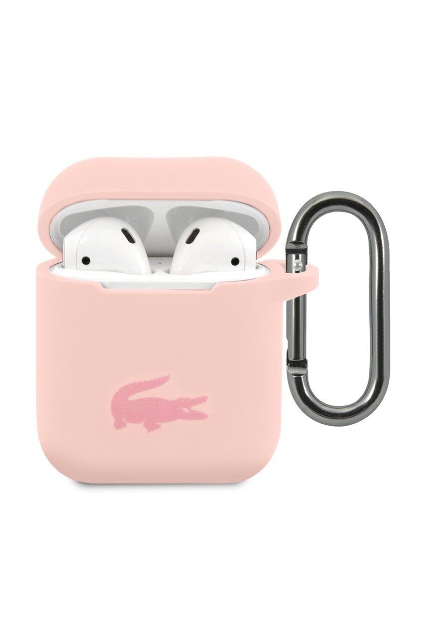Husa Cover Lacoste Silicon Glossy Printing Logo pentru Airpods 1/2 Roz thumb