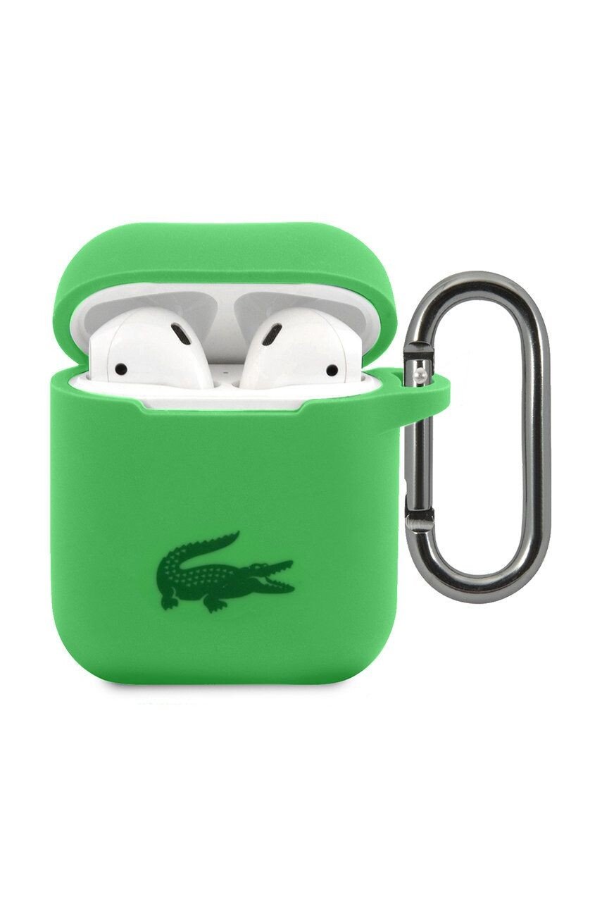 Husa Cover Lacoste Silicon Glossy Printing Logo pentru Airpods 1/2 Verde thumb
