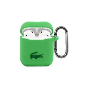 Husa Cover Lacoste Silicon Glossy Printing Logo pentru Airpods 1/2 Verde