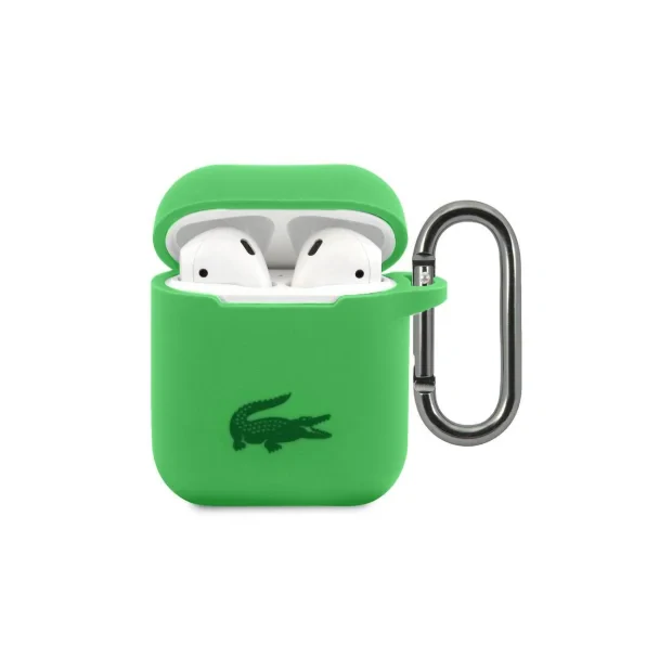 Husa Cover Lacoste Silicon Glossy Printing Logo pentru Airpods 1/2 Verde