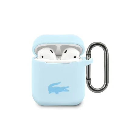Husa Cover Lacoste Silicon Glossy Printing Logo pentru Airpods 2 Albastru