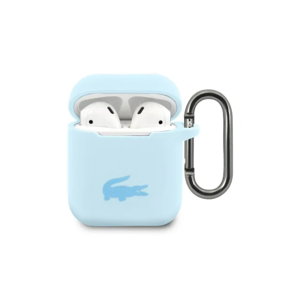 Husa Cover Lacoste Silicon Glossy Printing Logo pentru Airpods 2 Albastru