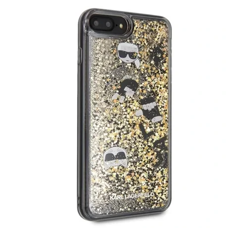 Husa Cover Hard Karl Lagerfeld Glitter Gold pentru iPhone 7/8plus Negru