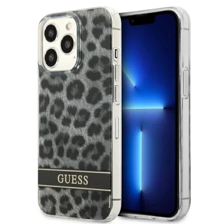 Husa Guess Leopard Case pentru iPhone iPhone 13 Pro Gri