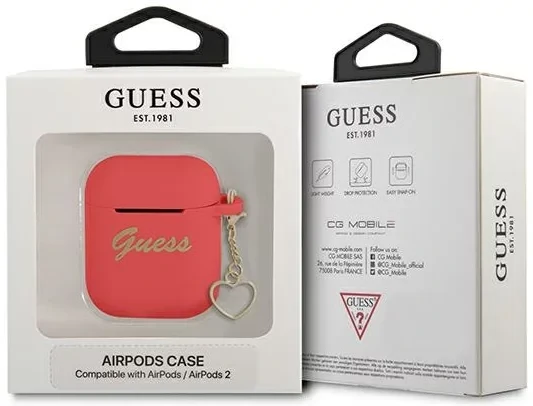 Husa Guess pentru Airpods Charm Heart Rosu thumb