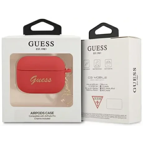 Husa Guess pentru Airpods Pro Charm Heart Rosu